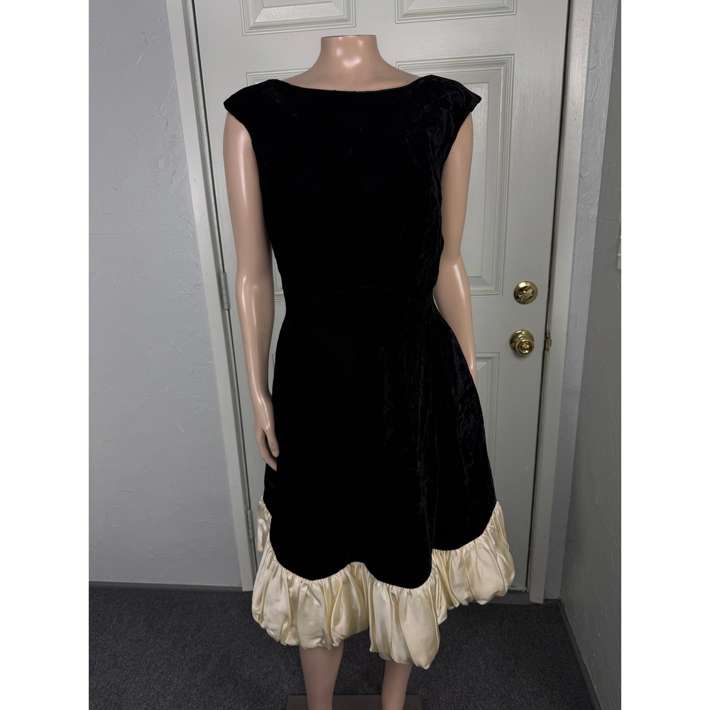 Vintage 60s 70s Lilli Diamond California Dress 12 Velvet Floral Evening Party Z8